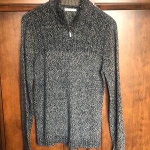 1/4 zip blue and grey acrylic sweater